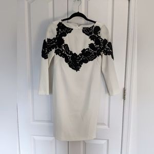 Cream dress with black lace detail